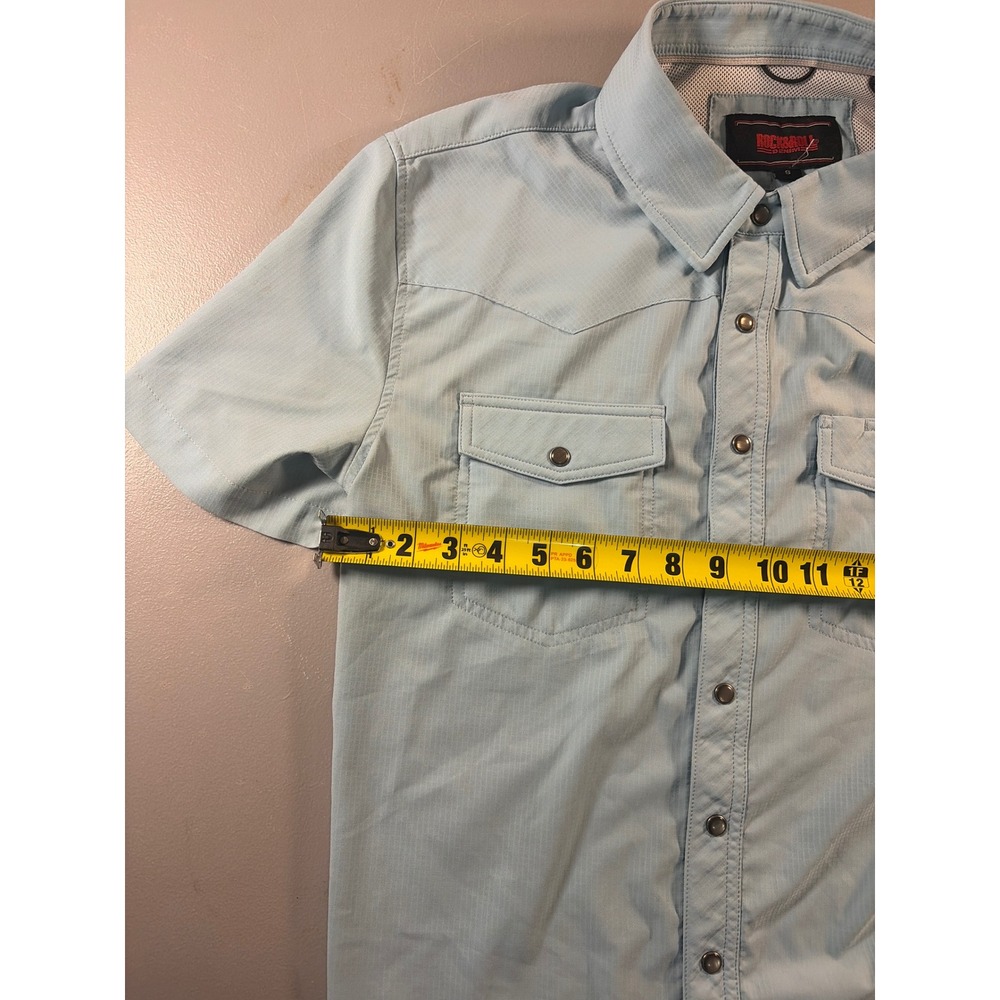 Rock & Roll Denim Western Shirt Mens Small Blue Short Sleeve Snap BMN3S02400 - Picture 3 of 7